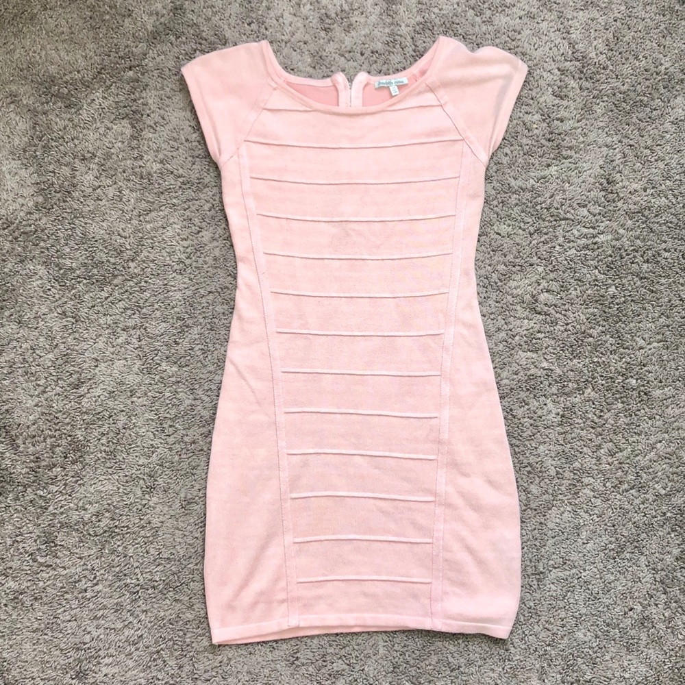 Baby Pink Body-con Sweater Dress